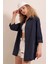 3900 Oversize Uzun Basic Gömlek - Lacivert 3