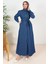 Ersel Boydan Düğmeli Kot Elbise 1391 - Koyu Mavi 2