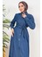 Ersel Boydan Düğmeli Kot Elbise 1391 - Koyu Mavi 3