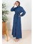 Ersel Boydan Düğmeli Kot Elbise 1391 - Koyu Mavi 4