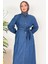 Ersel Boydan Düğmeli Kot Elbise 1391 - Koyu Mavi 5
