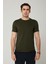 Sıfır Yaka Bisiklet Yaka Penye Likralı Haki Erkek Tshirt 1