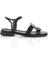 MİA028-3014 Deri Kadın Günlük Ortopedik Siyah Kırışık Rugantatil Sandalet 5