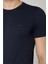 Sıfır Yaka Bisiklet Yaka Penye Likralı Lacivert Erkek Tshirt 2