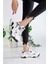 Kadın Yüksek Taban Sneaker Bağcıklı Spor Ayakkabı - Beyaz-Gümüş 3