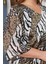 Büyük Beden Leopar Zebra Desen Şifon Bluz 5