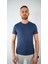 Sıfır Yaka Bisiklet Yaka Penye Likralı Saks Mavi Erkek Tshirt 1