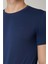 Sıfır Yaka Bisiklet Yaka Penye Likralı Indigo Erkek Tshirt 2