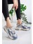 Kadın Yüksek Taban Sneaker Bağcıklı Spor Ayakkabı - Mavi-Gri 1