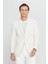 360 Her Yöne Esneyen Pamuklu Esnek Slim Fit Dar Kesim Mono Yaka Armürlü Blazer Ceket 4