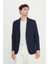 360 Her Yöne Esneyen Pamuklu Esnek Slim Fit Dar Kesim Mono Yaka Armürlü Blazer Ceket 1