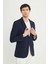 360 Her Yöne Esneyen Pamuklu Esnek Slim Fit Dar Kesim Mono Yaka Armürlü Blazer Ceket 3