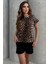 Leopar Desenli Soft Touch Geniş Yaka Oversize T-Shirt 1