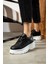 Günlük Kadın Spor Ayakkabı Yüksek Taban 6 cm Sneaker Siyah - Beyaz - Bej - Rugan - Süet 001 2