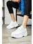 Günlük Kadın Spor Ayakkabı Yüksek Taban 6 cm Sneaker Siyah - Beyaz - Bej - Rugan - Süet 001 2