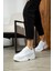 Günlük Kadın Spor Ayakkabı Yüksek Taban 6 cm Sneaker Siyah - Beyaz - Bej - Rugan - Süet 001 4