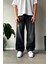 Çizgi Detay Siyah Baggy Jean 1