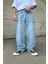 Çizgili Super Buz Mavi Baggy Jean 1