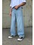 Çizgili Super Buz Mavi Baggy Jean 3