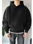 Basic Oversize Siyah Hoodie 3