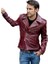 Prof Model Silme Hakiki Koyun Derisi Bordo Renk Biker Mont 1