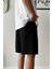 Gabardin Kumaş Siyah Basic Şort 4