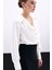 1256-1504 Ekru Kadın İnci Yakalı Degaje Bluz 3