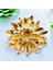 Renkli Mineli Zirkon Taşlı Altın Renk Çiçek Arı Tasarım Broş 2