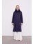 Lacivert Yakası Kürklü Kaşmir Hırka 1