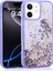 Lexroo iPhone 11 Uyumlu Kılıf Sıvılı Simli Kelebek Baskılı Şeffaf Arka Yüzey Zore Glis Silikon Kapak-Mor 1