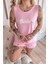 Pembe B Desenli Bambu Sıfır Kol Şortlu Kadın Pijama Takımı 5