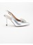 Kadın Abiye Stiletto Gümüş Rugan Metal Çiçek Aksesuarlı Galvaniz Ökçe Kaplamalı 3