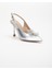 Kadın Abiye Stiletto Gümüş Rugan Metal Çiçek Aksesuarlı Galvaniz Ökçe Kaplamalı 4