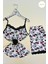 Mickey Mouse Desenli Siyah Dantelli Askılı Şortlu Pijama Takımı 2