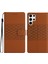 Samsung Galaxy S25 Ultra Kılıf Eşkenar Dörtgen Deri Yatay Çevirmeli Telefon Kapağı-Kahverengi (Yurt Dışından) 1