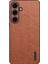 Samsung Galaxy S25+ Kılıf Ahşap Dokulu Pu Deri Kaplamalı Pc+Tpu Telefon Kapağı-Kahverengi (Yurt Dışından) 1
