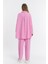Çift Cepli Keten Oversize Italyan Ikili Takım-Pembe 2