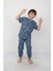 Isob Mavi Gülen Surat Desenli %100 Pamuk Erkek Çocuk Kısa Kollu Pijama Takımı 3-8 Yaş 41305-M 1