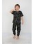 Isob Siyah Atary Desenli %100 Pamuk Erkek Çocuk Kısa Kollu Pijama Takımı 3-8 Yaş 41306-S 1