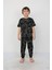 Isob Siyah Atary Desenli %100 Pamuk Erkek Çocuk Kısa Kollu Pijama Takımı 3-8 Yaş 41306-S 2