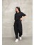 Osy Modal Yumuşak Dokulu Kumaş Oversize Bisiklet Yaka T-Shirt Jogger Eşofman Altı Eşofman Takımı - Siyah 2