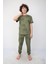 Isob Haki Atary Desenli %100 Pamuk Erkek Çocuk Kısa Kollu Pijama Takımı 3-8 Yaş 41304-H 1