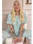 Mint Sweet Dreams Desenli Örme Kısa Kol Kadın Pijama Takımı 1