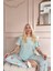 Mint Sweet Dreams Desenli Örme Kısa Kol Kadın Pijama Takımı 2