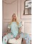 Mint Sweet Dreams Desenli Örme Kısa Kol Kadın Pijama Takımı 4