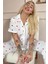 Kırmızı Kalp Desenli Kısa Kol Önden Düğmeli Kadın Pijama Takımı 1