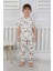Isob Ekru Balonlu Zürafa Desenli %100 Pamuk Erkek Çocuk Kısa Kollu Pijama Takımı 3-8 Yaş 41318-E 1