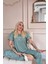 Yeşil Grateful Heart Desenli Bambu Kısa Kol Kadın Pijama Takımı 2