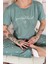 Yeşil Grateful Heart Desenli Bambu Kısa Kol Kadın Pijama Takımı 4
