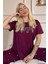 Mürdüm Good Energy Desenli Bambu Kısa Kol Kadın Pijama Takımı 1